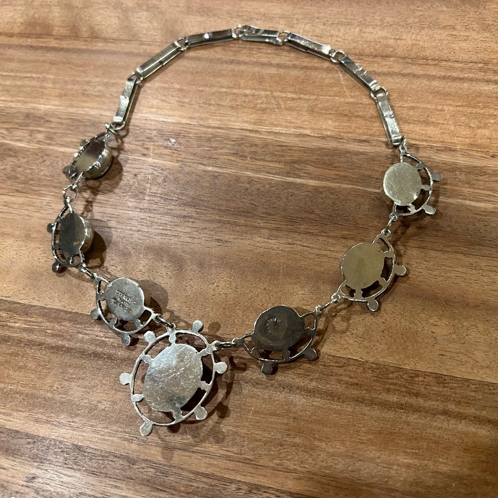 Vintage 1970ies Silver and Green Statement Necklace - Picture 4 of 5